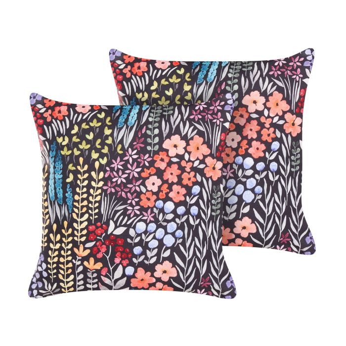 Set of 2 Outdoor Cushions Floral Motif 45 x 45 cm Multicolour CASTELARO