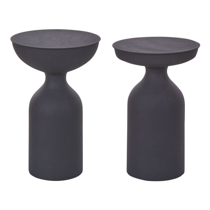 Set of 2 Metal Side Tables Black COTA/TENJO