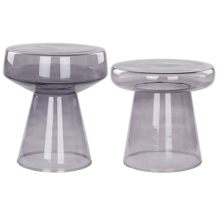 Set of 2 Glass Side Tables Grey LAGUNA/CALDERA