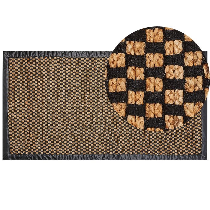Jute Area Rug 80x150cm Black and Beige