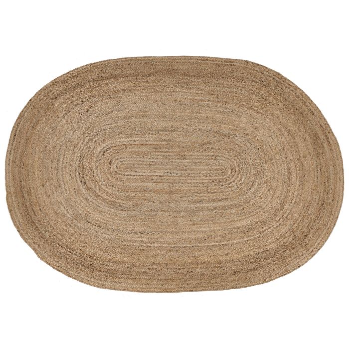 Oval Jute Area Rug 160x230cm Beige