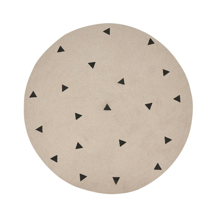 Round Cotton Area Rug 140cm Beige