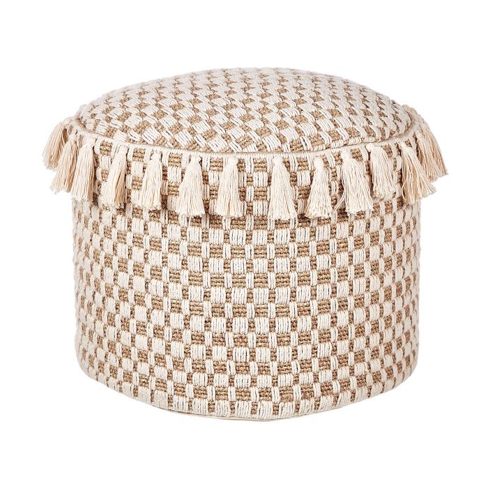 Wicker Pouffe ⌀ 50 cm Beige PIRAK