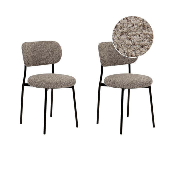 Set of 2 Boucle Dining Chairs Taupe CASEY