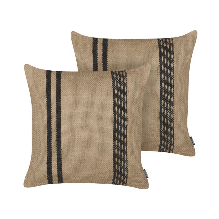Set of 2 Jute Cushions 45x45cm Beige