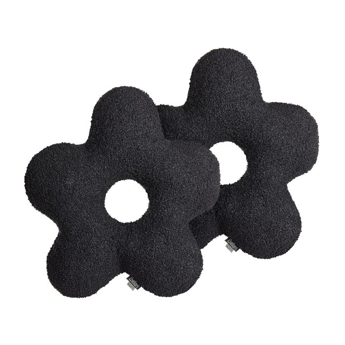 Set of 2 Teddy Cushions 40x40cm Black