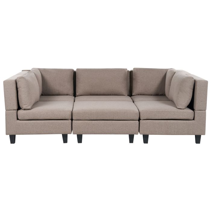 5-Seater Modular Fabric Sofa with Ottoman Brown UNSTAD