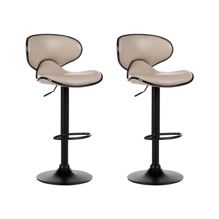 Set of 2 Faux Leather Swivel Bar Stools Light Beige CONWAY II