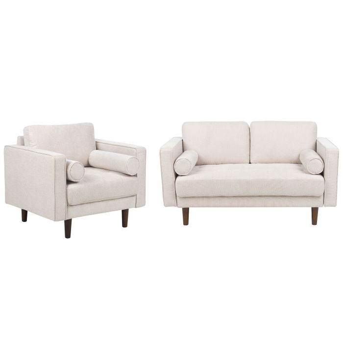 3 Seater Fabric Living Room Set Beige NURMO