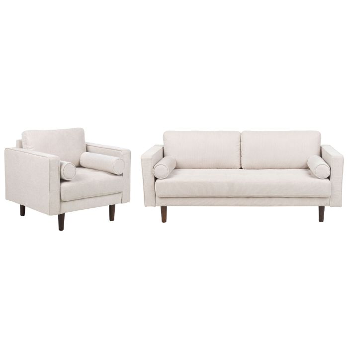 4 Seater Fabric Living Room Set Beige NURMO