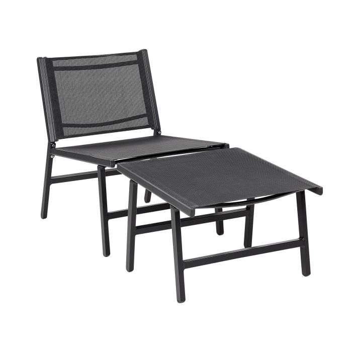 Garden Chair with Footrest Black MARCEDDI