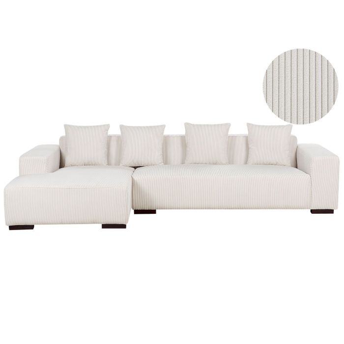 Right Hand Jumbo Cord Corner Sofa Off-White LUNGO