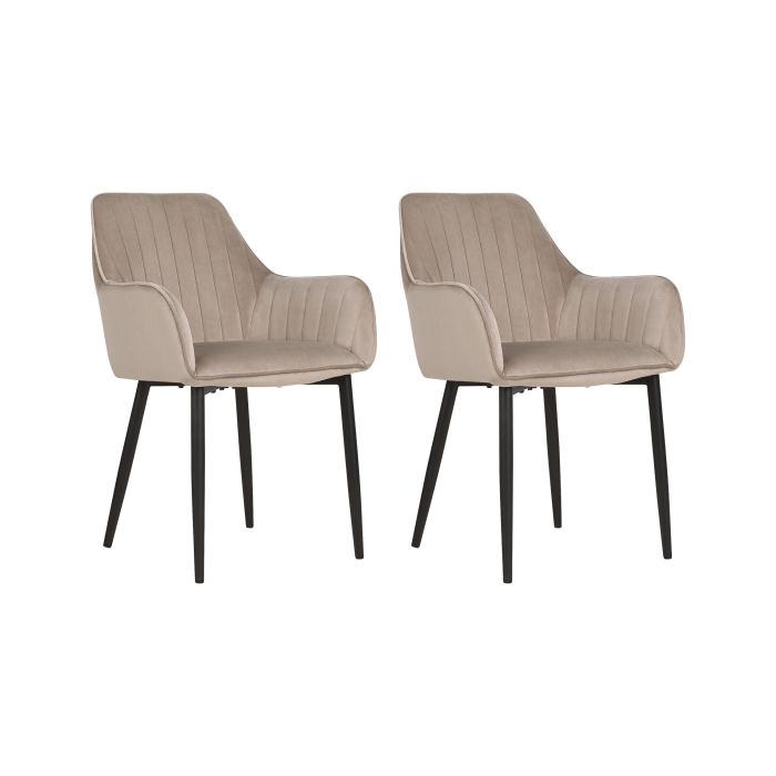 Set of 2 Velvet Dining Chairs Taupe WELLSTON