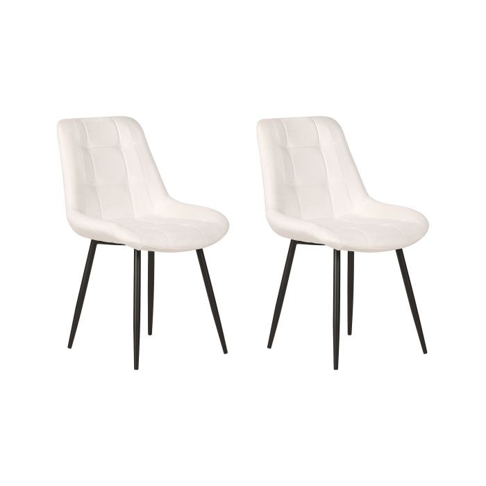 Set of 2 Velvet Dining Chairs Off-White MELROSE