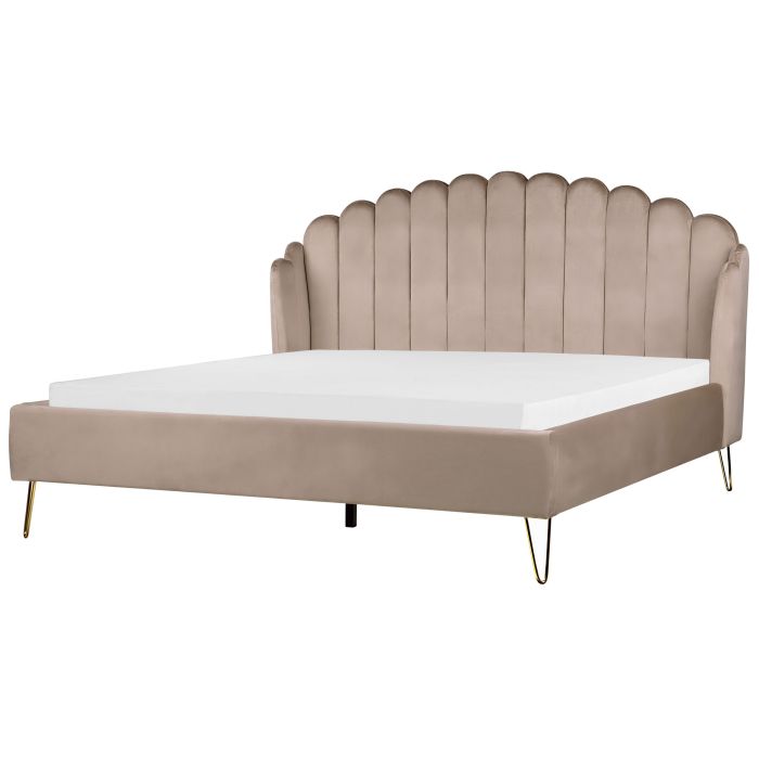 Velvet EU Super King Size Bed Taupe AMBILLOU