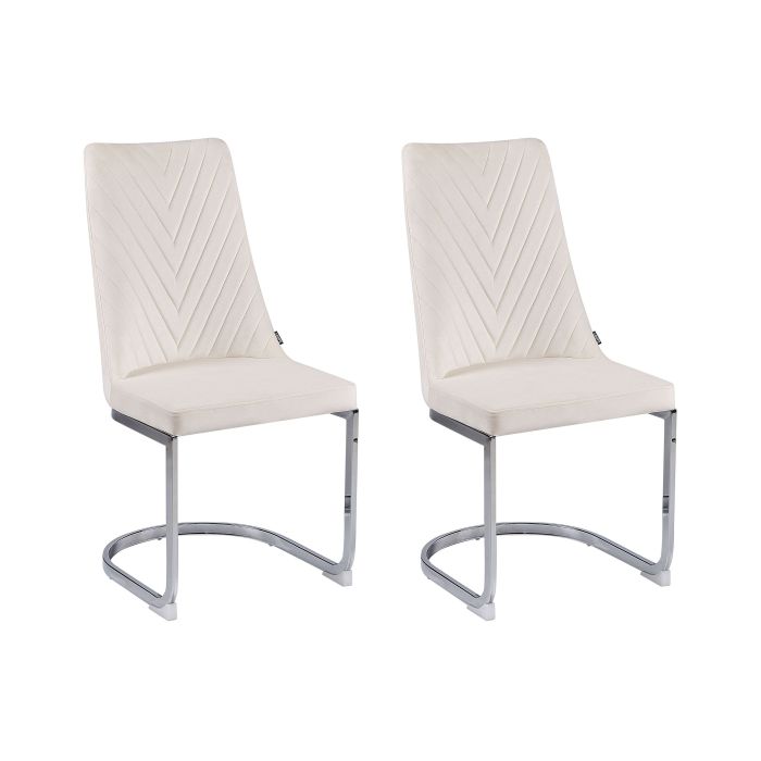 Set of 2 Velvet Dining Chairs Off-white ALTOONA