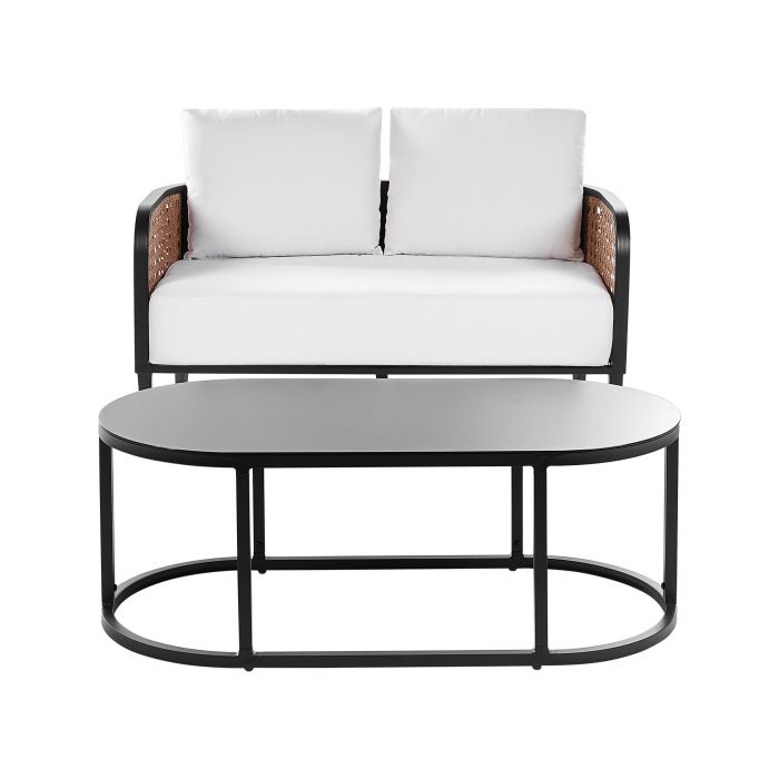 2 Seater Aluminium Garden Sofa Off-White MONTEFALCO