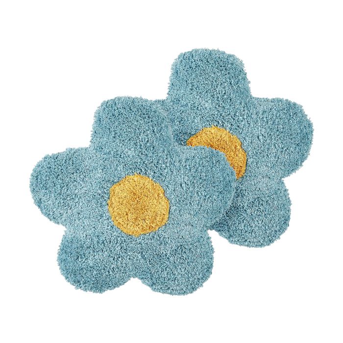 Set of 2 Cotton Kids Flower Cushions 30x30cm Blue
