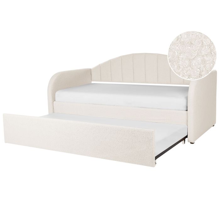 Boucle EU Single Trundle Bed Light Beige EYBURIE