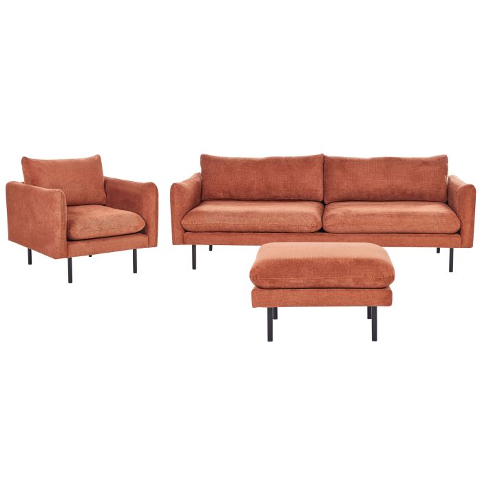 Fabric Living Room Set with Ottoman Golden Brown VINTERBRO
