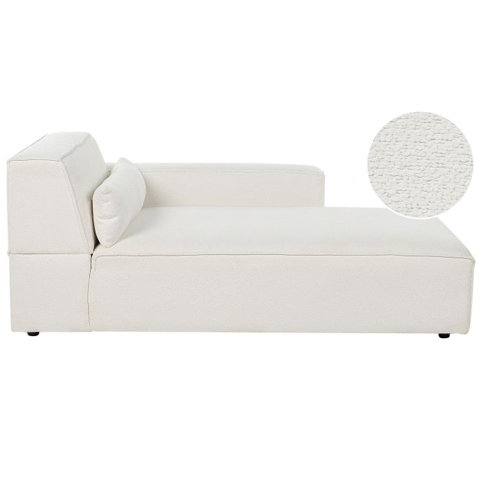 Left Hand Boucle Chaise Lounge White HELLNAR