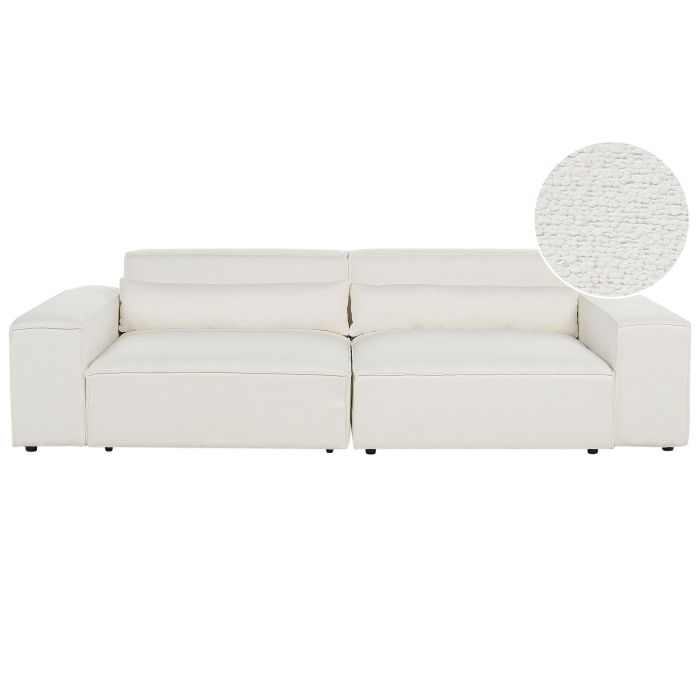 2 Seater Modular Boucle Sofa White HELLNAR