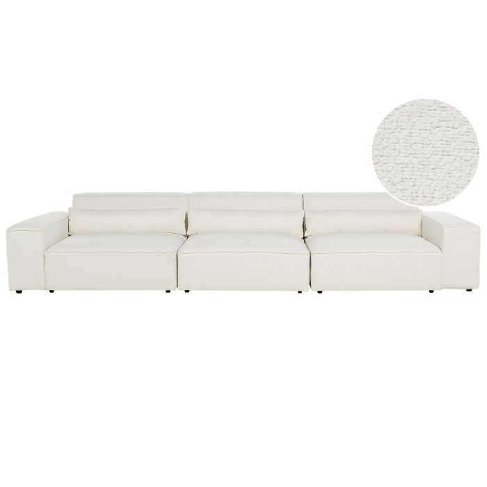 3 Seater Modular Boucle Sofa White HELLNAR