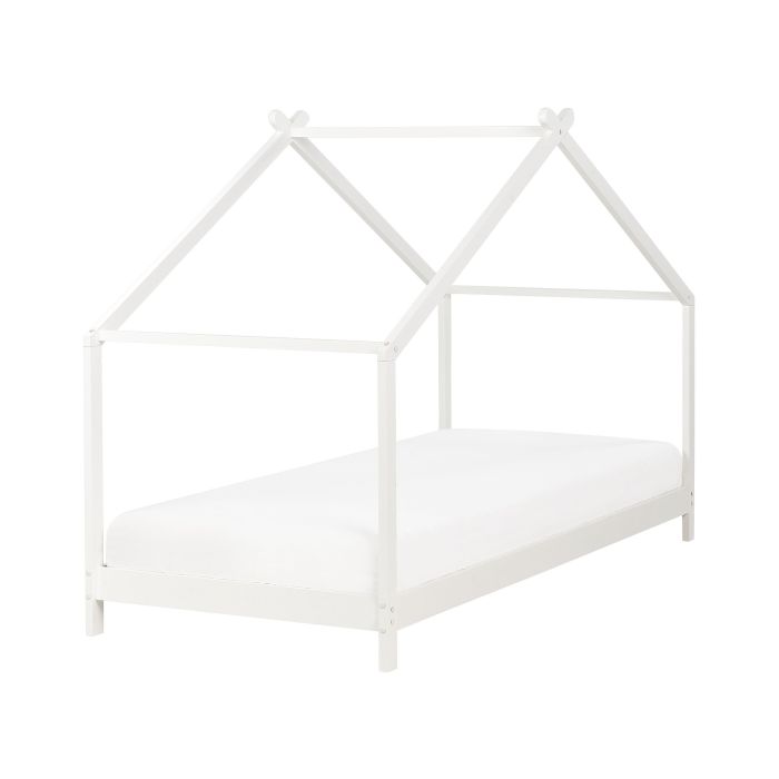 Wooden Kids House Bed EU Single Size White ORLU