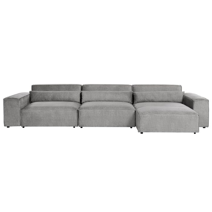 Left Hand 3 Seater Modular Fabric Corner Sofa Grey HELLNAR