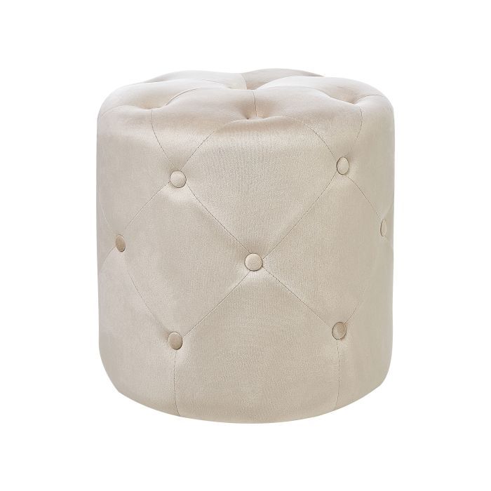 Velvet Pouffe Beige COROLLA