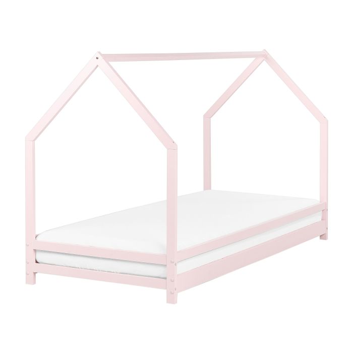 Wooden Kids House Bed EU Single Size Pastel Pink APPY