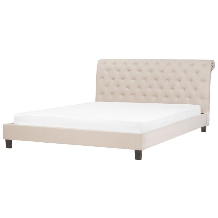 Fabric EU Super King Size Bed Beige REIMS