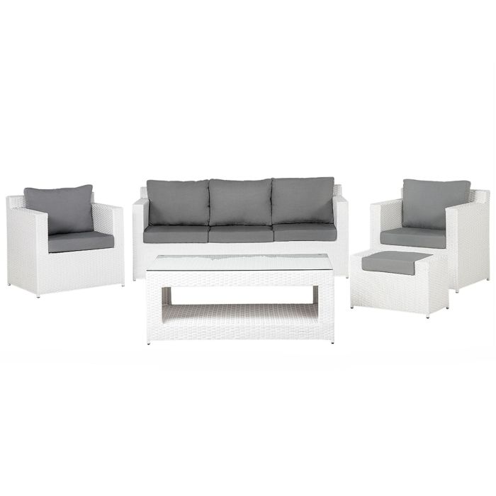 6 Seater PE Rattan Garden Sofa Set White ROMA