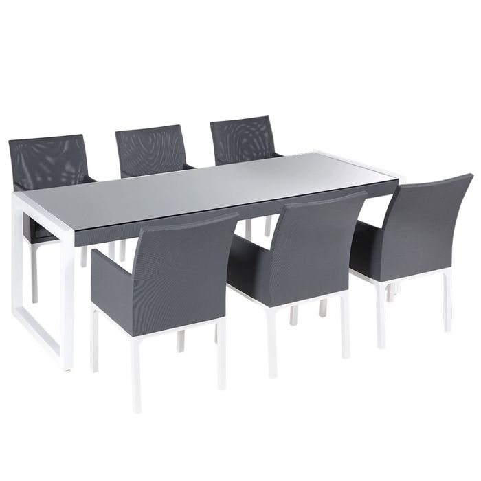 6 Seater Metal Garden Dining Set Grey BACOLI