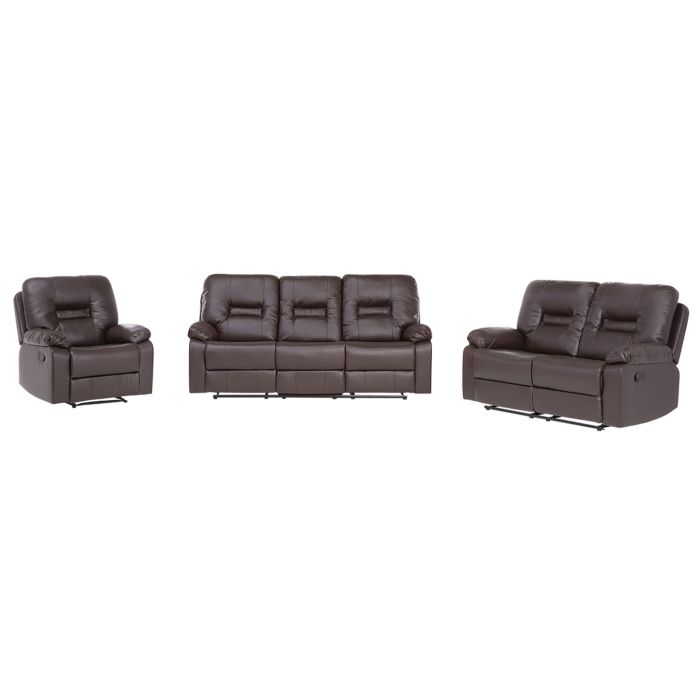 Faux Leather Manual Recliner Living Room Set Brown BERGEN