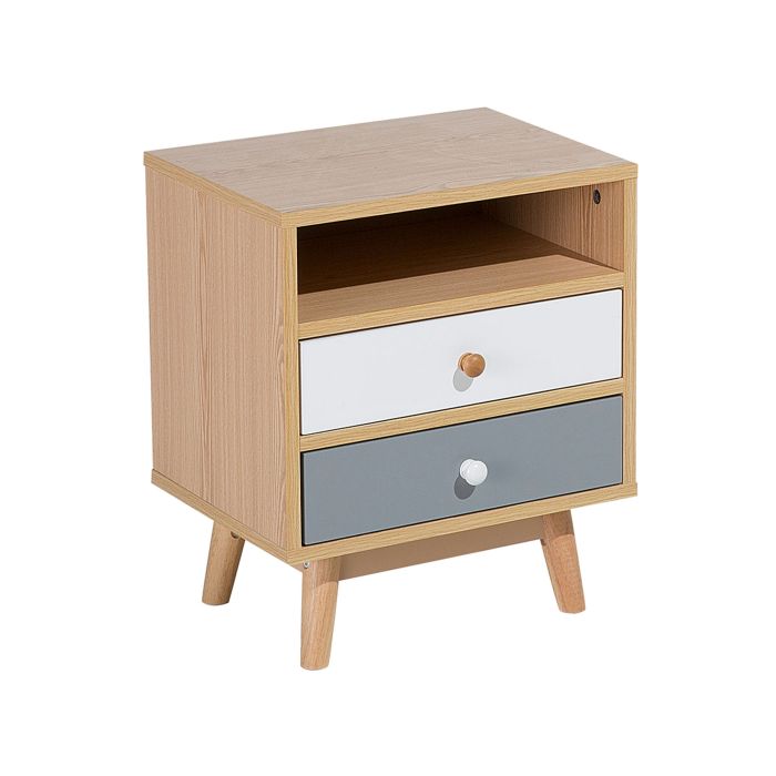 2 Drawer Bedside Table Light Wood