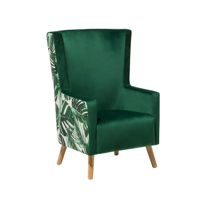 Velvet Wingback Chair Green ONEIDA