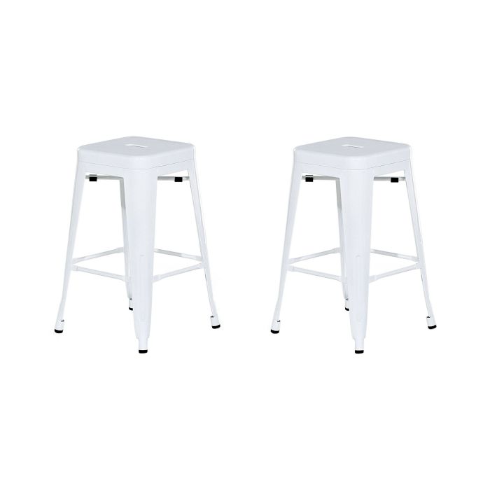 Set of 2 Bar Stools 60 cm White CABRILLO