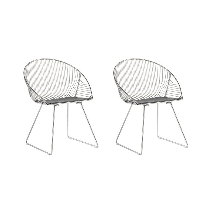 Set of 2 Metal Accent Chairs Silver AURORA
