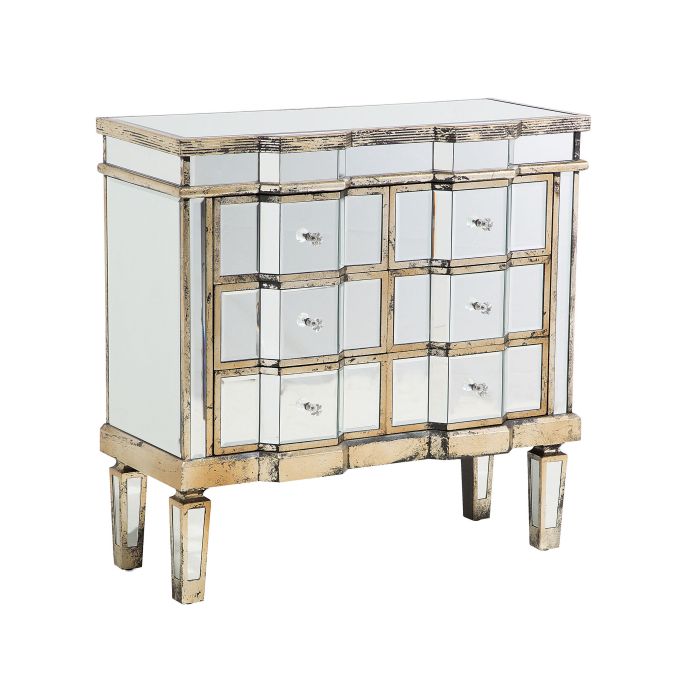Silver Chest of Drawers - ORPHEUS Medium Chest 6 Drawers Mirrored