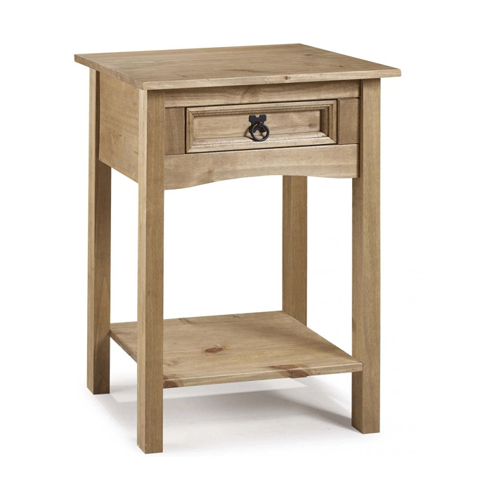 Waltham Distressed Solid Waxed Light Pine Console Table with Drawer and Shelf - Natural