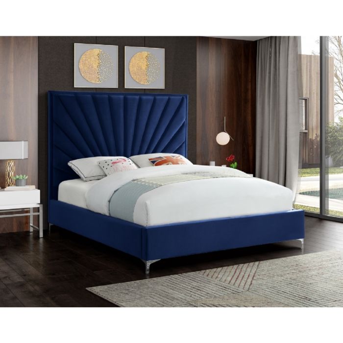 Errence Plush Velvet Bed - Blue in 5 Sizes