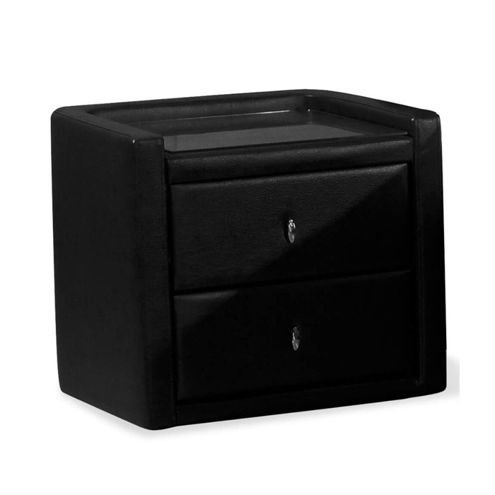 Fowey PU Leather Effect Bedside Unit - Black