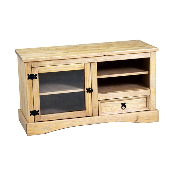Waltham Solid Waxed Light Pine Wood Entertainment Unit - Natural