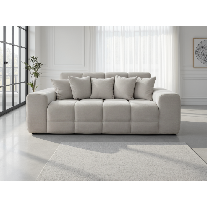 STACIE Fabric 3 Seater Sofa - Cream