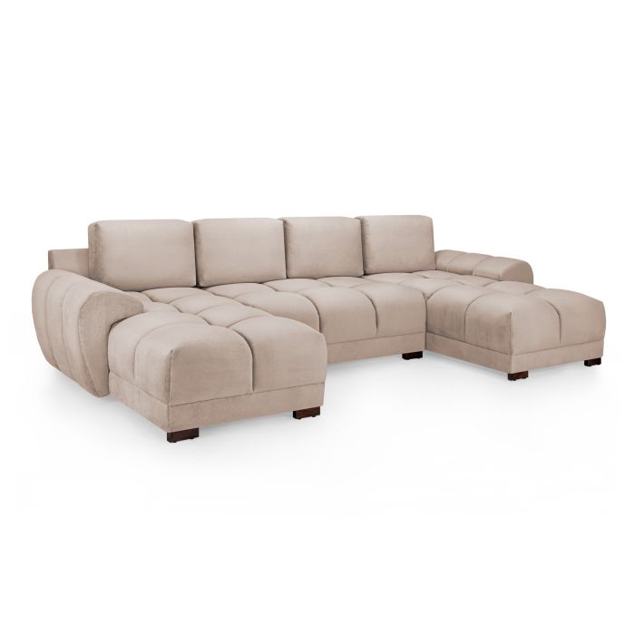 Corner Sofa - SUSAN Plush Velvet U Shape Corner Sofa Mocha 330cm
