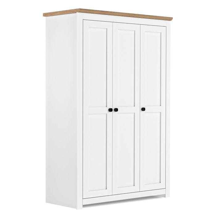MILANA 3 Door Wardrobe White - 119cm