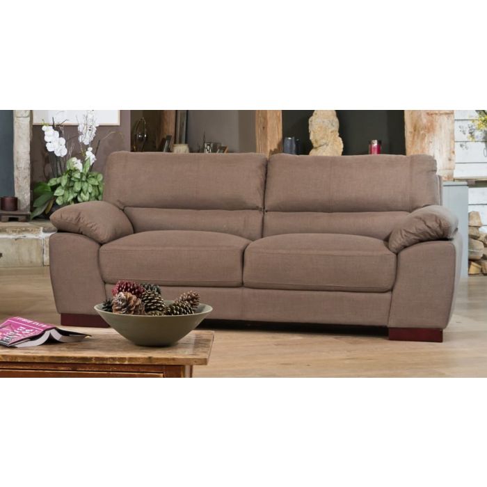 3 Seater Sofa - ARVENA Fabric Sofa - Dark Brown