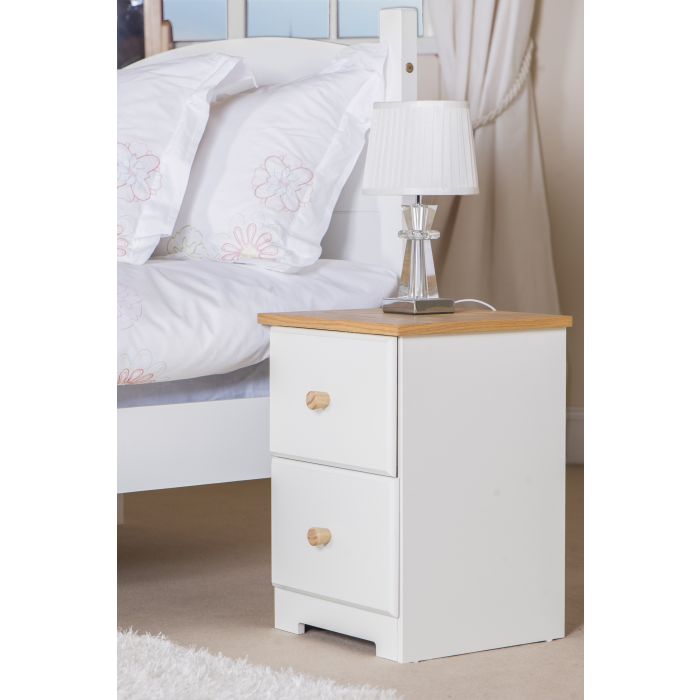 Colorado White Oak Petite 2 Drawer Bedside Cabinet
