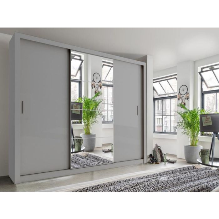 Bravo-01 Sliding Door Wardrobe 250cm - Grey